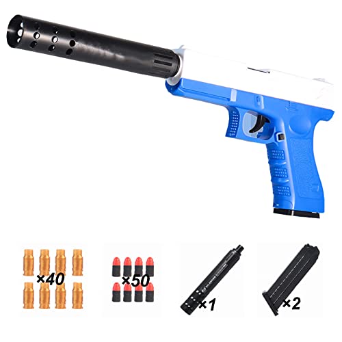 Gkotta Pistola de Juguete de Bala Suave para niños, Pistolas de Batalla de Espuma de Juguete Pistolas de Juguete Multiusos Que parecen Reales, Pistola de Bala Suave Segura(Blue White)