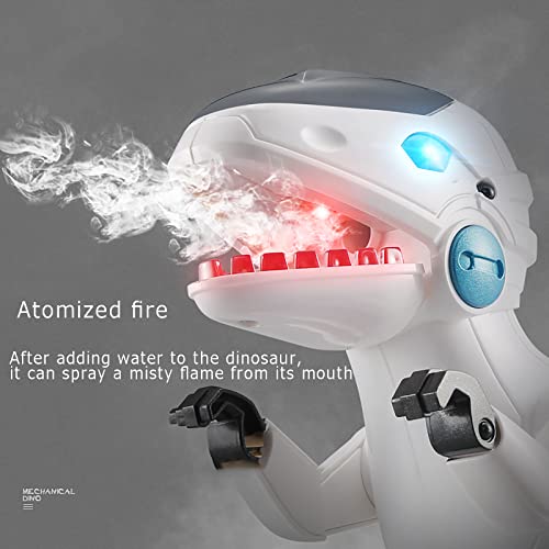 GKZJ Juguete de Dinosaurio a Control Remoto, Robots de Baile Inteligentes e interactivos programables para niños, Juguete RC con Ojos LED de Sonido,White