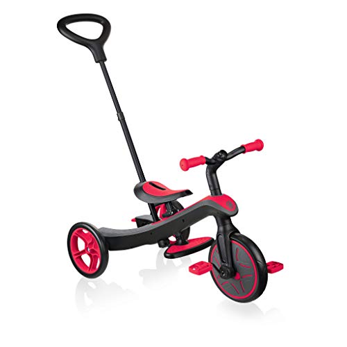 Globber - EXPLORER TRIKE 4 in 1 - Triciclo y bicicleta de equilibrio todo en uno para niños pequeños de 10m + a 5 años + , Rojo