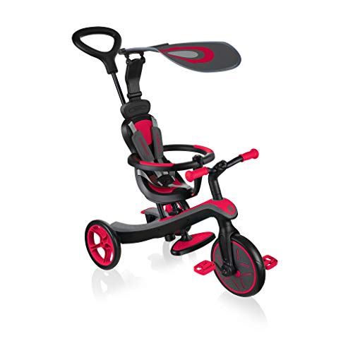 Globber - EXPLORER TRIKE 4 in 1 - Triciclo y bicicleta de equilibrio todo en uno para niños pequeños de 10m + a 5 años + , Rojo