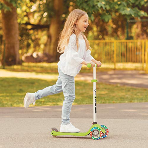 Globber - Primo Lights - Patinete Iluminado de 3 Ruedas para niños de 3 a 7 años +, Verde Lima