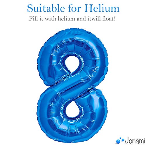 Globo 8° Cumpleaños Número 8 Azul Gigante, Globo XXL 100 cm. Decoración 8° Cumpleaños para Niño. Aire o Helio.