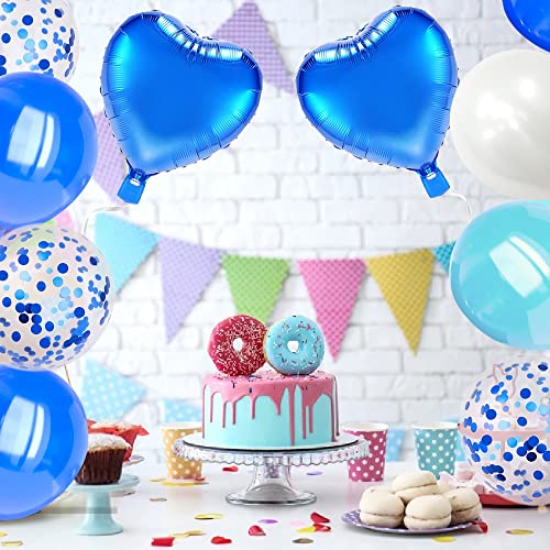 Globos Azules Kit, 12" Azules Blancos Helio Látex Globos y Azules Globos de Confeti, Biodegradable Fabricado Globos para Niña cumpleaños, Bodas, Bautizos, Reuniones