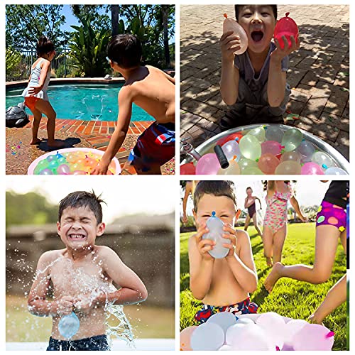 Globos de agua de colores, 222 unidades de globos de agua autosellantes, bombas de agua, 6 grupos con 37 botellas de agua, para fiestas en la piscina, batalla en la playa