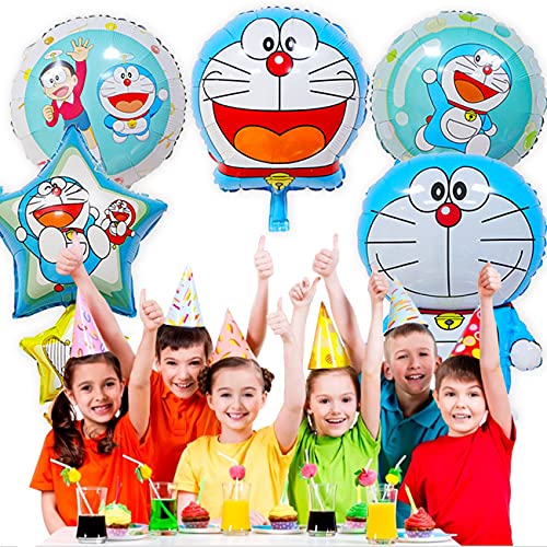 Globos de Papel de Aluminio - simyron 6pcs Globo Doraemon Globos de Helio Globo de Aire Decoración de Ccumpleaños para Niños Globo de Cumpleaños Globos de helio Juego de Decoración