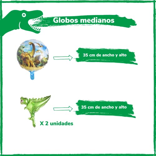 Globos dinosaurios grandes para cumpleaños de niños y niñas. Decoracion dinosaurios cumpleaños. 3 globos dinosaurios gigantes y 3 medianos para fiesta infantil