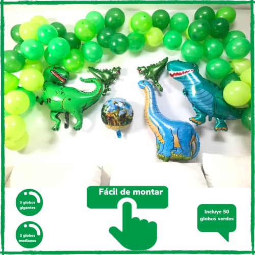 Globos dinosaurios grandes para cumpleaños de niños y niñas. Decoracion dinosaurios cumpleaños. 3 globos dinosaurios gigantes y 3 medianos para fiesta infantil