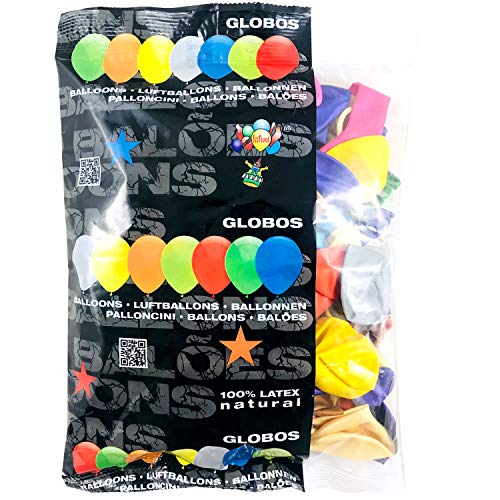 Globos Festival 100 Globos de látex Colores Metalizados Surtidos 8" 20CM Biodegradable Fabricado en España Globos Metalizados para Fiestas, Comuniones, Cumpleaños, Eventos