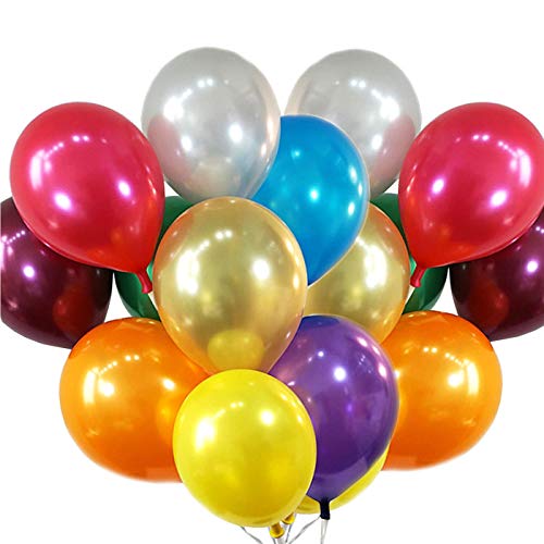 Globos Festival 100 Globos de látex Colores Metalizados Surtidos 8" 20CM Biodegradable Fabricado en España Globos Metalizados para Fiestas, Comuniones, Cumpleaños, Eventos