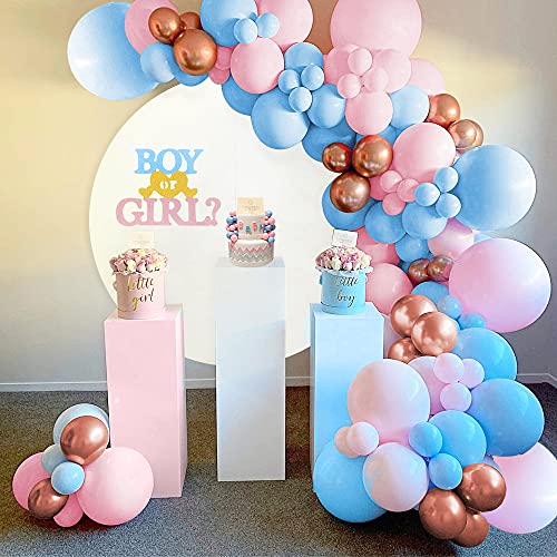 Globos Guirnalda Azul Rosa,BIQIQI 99 Piezas baby shower Decoración con Oro Rosa MetálicosGlobos,Rosa Azul Látex Globos para Revelar Género Niño o Niña Boda Cumpleaños Fiesta Decoración blue pink