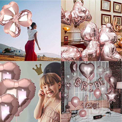 Globos Metalicos de Corazón Oro Rosa, 24 Piezas Globo de Helio 45 CM, Globos Románticos Rojos, día de San Valentín. Regalo de San Valentín Amor y Decoración