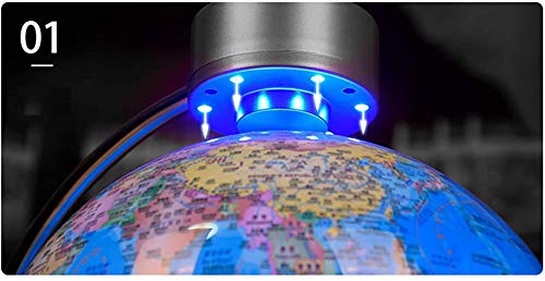 Globus Ornamente,360 grados Level Free Flip Ronda Base Top Led Vertical Irradiación Mapa del Mundo 20 cm Estudiante Infantil Regalo Magnético Flotante Globe