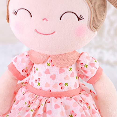 Gloveleya Muñeca de Trapo Picardias Regalos de niña Muñeco de Peluche Muñeca Suave Cereza Chica Cherry Girl Rosa 36 CM con Caja de Regalo