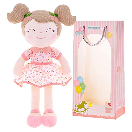 Gloveleya Muñeca de Trapo Picardias Regalos de niña Muñeco de Peluche Muñeca Suave Cereza Chica Cherry Girl Rosa 36 CM con Caja de Regalo