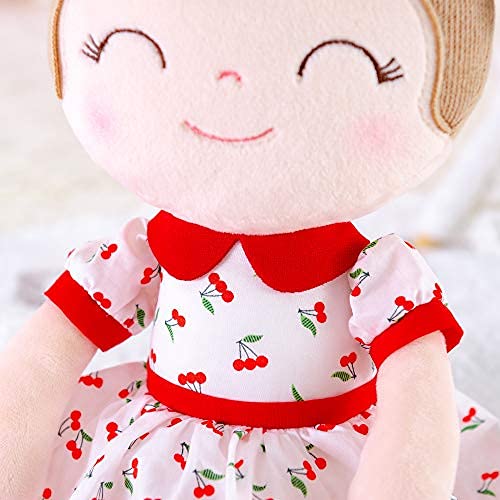 Gloveleya Muñeca Suave para Regalos de bebé niña muñeca de Trapo de Felpa muñeca Cereza niña Edad 0+ Rojo Nuevo