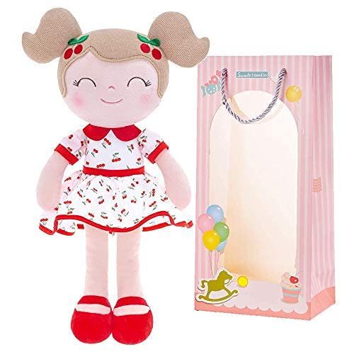 Gloveleya Muñeca Suave para Regalos de bebé niña muñeca de Trapo de Felpa muñeca Cereza niña Edad 0+ Rojo Nuevo