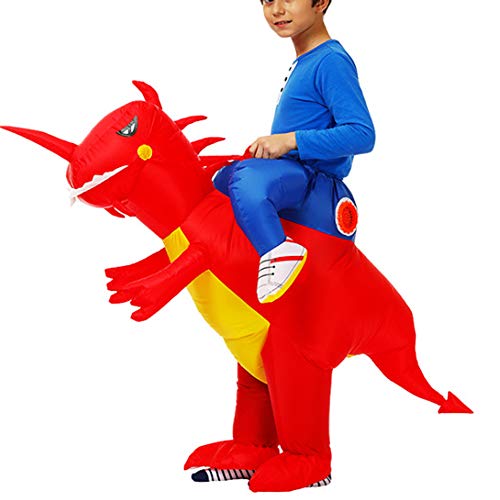 Godmoy Divertido Juego de Disfraz de Dinosaurio Inflable Montar Tyrannosaurus Rex Dinosaurio Traje de Cosplay Traje de Halloween para niños Adultos