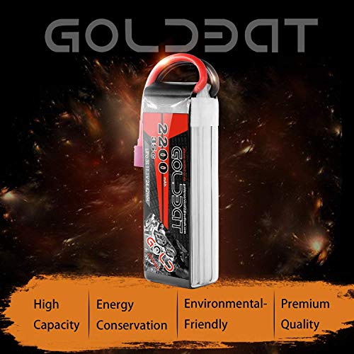 GOLDBAT Batería de repuesto de polímero de litio de 2200 mAh, 11,1 V, 35 C, 3S, con conector Deans en T, para coche, camión, avión o barco teledirigidos (2 paquetes)