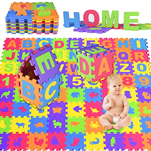 GOLDGE Alfombra puzzle para bebé, 72 piezas, alfombra de juego Eva, sin sustancias nocivas, impermeable, de espuma, alfombra de juego para niños y bebés