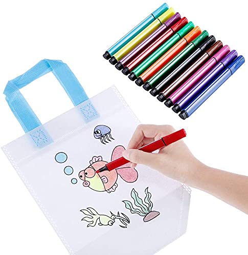 GOLDGE DIY Graffiti Bolsas para Colorear, 10 Pcs Graffiti Bags Ideal para 12 Ceras de Colores y Globo, Regalo niños Fiestas y cumpleaños