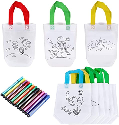 GOLDGE DIY Graffiti Bolsas para Colorear, 10 Pcs Graffiti Bags Ideal para 12 Ceras de Colores y Globo, Regalo niños Fiestas y cumpleaños