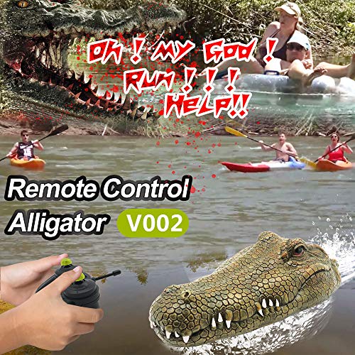 Goolsky Flytec V002 RC Barco 2.4G Control Remoto Barco de Carreras Eléctrico para Piscinas con Simulación Crocodile Juguete de Parodia de Cabeza