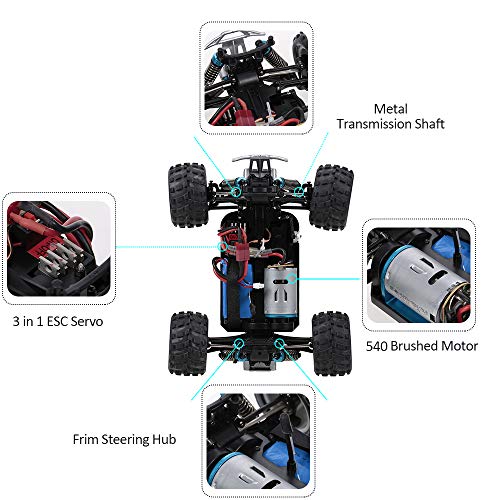 Goolsky WLtoys Coche A979-B 2.4G 1/18 Escala 4WD 70KM / h Alta velocidad RTR Monster Truck RC Car