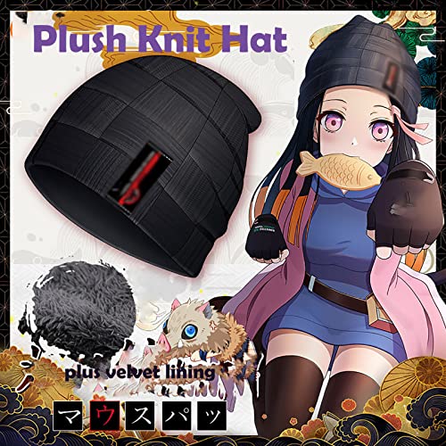 Gorra De Anime Demon Slayer Kimetsu No Yaiba OtoñO E Invierno Material De Gorro De Felpa CáLido Y Suave para FanáTicos del Anime, Mejor Regalo De Cosplay