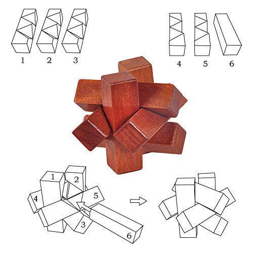 Gracelaza 6 Piezas Juguetes Rompecabezas de Madera Caja Set - IQ Juguete Educativo - 3D Brain Teaser Puzzle de Madera - Juego Niños y Adolescentes