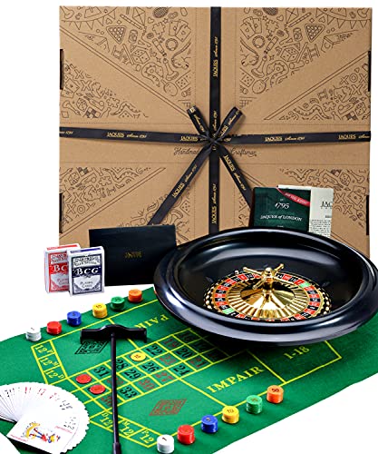 Gran rueda de ruleta de lujo de 40 cm / 16 pulgadas - Juego de ruleta, con tarjetas Black Jacks, pelotas, paño de juego - Set completo - Jaques of London