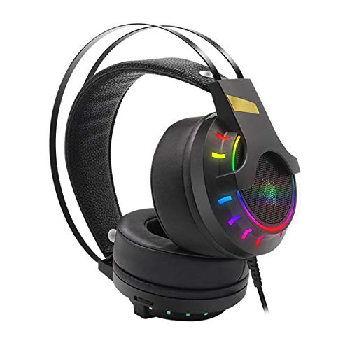 Greatangle-UK Profession Gaming Headset Auriculares de Juego de Graves Profundos con micrófono para computadora Gamer 3.5/7.1 USB Channel Black 3.5 Interfaz