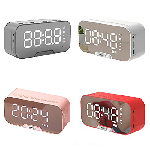 Greatangle-UK Reloj inalámbrico Altavoz Radio Pantalla de Temperatura Dormitorio Reloj Despertador Cocina Oficina Reloj Despertador Inteligente Blanco 13,9 * 6,8 * 4,5 cm