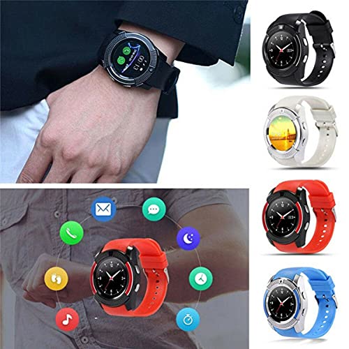 Greatangle-UK Smart Watch Men con cámara Smartwatch Podómetro Monitor de frecuencia cardíaca Tarjeta SIM Reloj de Pulsera Blanco