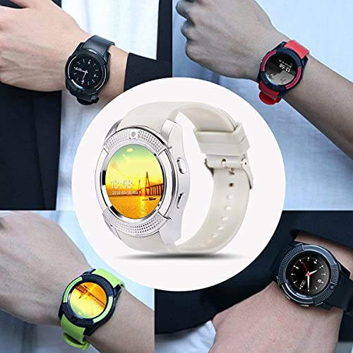 Greatangle-UK Smart Watch Men con cámara Smartwatch Podómetro Monitor de frecuencia cardíaca Tarjeta SIM Reloj de Pulsera Blanco