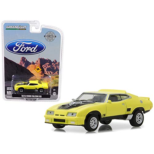 Greenlight 1973 Ford Falcon XB Yellow with Black Stripe Hobby Exclusive 1/64 Diecast Car Model by