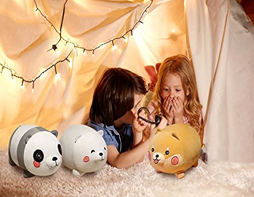 GRTLPOK 2021 3 PCS/Set Soft Toys Relleno Animal Almohada Felpa, Cute Fat Corgi & Panda & Bear Muñecas para dormir sofá cama, juguete de peluche para niños cumpleaños (30cm) (1. marrón)