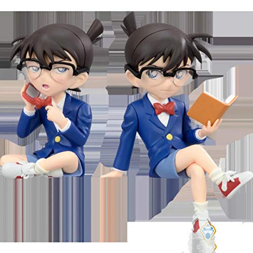 GSDGSD 2 Piezas 7-12 cm Figura de Anime clásica Japonesa Kudou Shinichi Detective Conan Funda Libro Cerrado/teléfono/Figura de acción Ver de pie