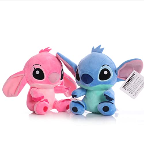 Gtrjin 2 uds Lilo & Stitch Modelos de Pareja de Dibujos Animados muñecos de Peluche de 20 cm Anime Juguetes de Peluche para bebés Juguetes Colgantes niña niños Regalo de cumpleaños