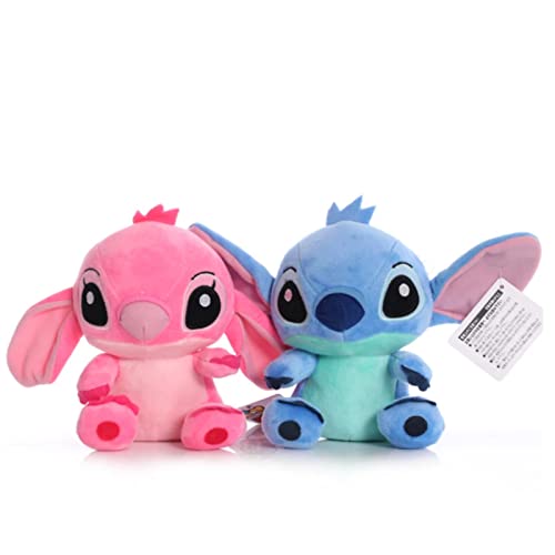 Gtrjin 2 uds Lilo & Stitch Modelos de Pareja de Dibujos Animados muñecos de Peluche de 20 cm Anime Juguetes de Peluche para bebés Juguetes Colgantes niña niños Regalo de cumpleaños