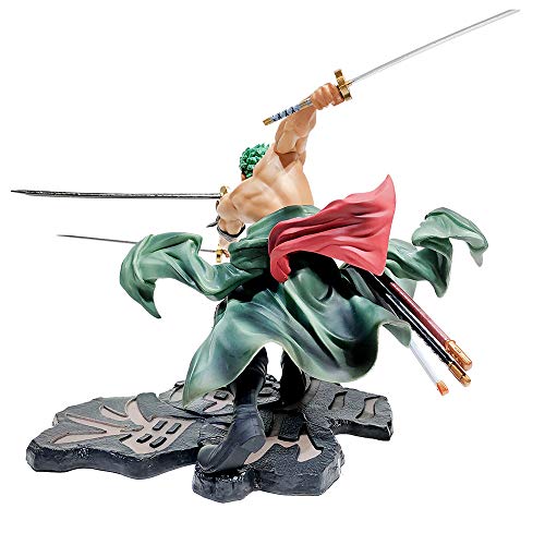 GUANGHHAO One Piece Roronoa Zoro Three Knives Big Thousand World Anime Figura 25cm-New World-Figurilla Decoración Adornos Coleccionables Juguete Animaciones Modelo de Personaje