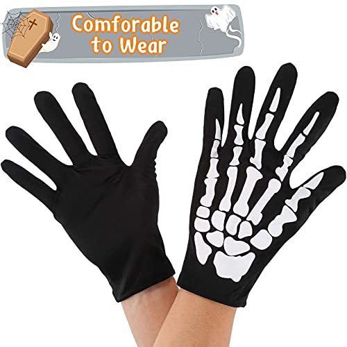 Guantes de Esqueletos Blancos y Máscara de Cara de Calavera Huesos de Fantasmas para Adultos Halloween Fiesta de Disfraz de Danza (1)