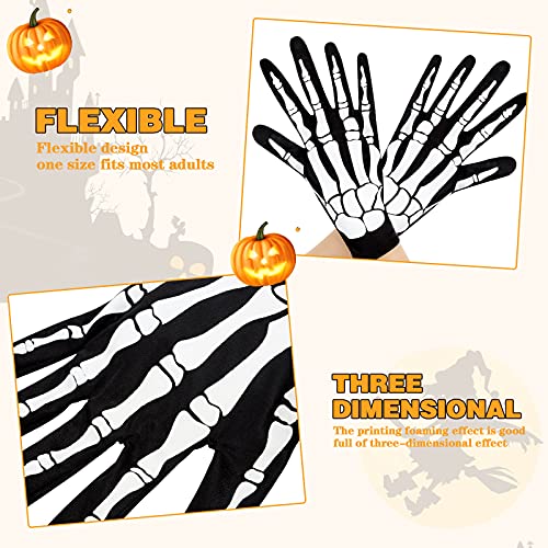 Guantes de Hueso de Esqueleto para Disfraces de Halloween, Accesorio de Guantes de Esqueleto, Accesorios de Halloween y Suministros para Fiestas de Disfraces de Baile de Halloween