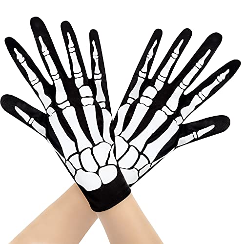 Guantes de Hueso de Esqueleto para Disfraces de Halloween, Accesorio de Guantes de Esqueleto, Accesorios de Halloween y Suministros para Fiestas de Disfraces de Baile de Halloween