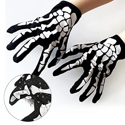 Guantes Esqueleto Halloween Guantes de Esqueletos Blancos Guantes Hueso Guantes Esqueleto de Hueso Fantasma Unisex para Cosplay Adultos Halloween Carnaval Fiesta de Disfraz de Danza（2 Juegos）