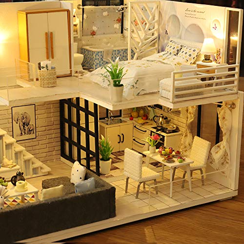 GuDoQi Casa en Miniatura con Música para Construir, Kit de Manualidades DIY, Miniatura de la Casa de Muñecas, Regalos Hechos a Mano para Cumpleaños y Navidad