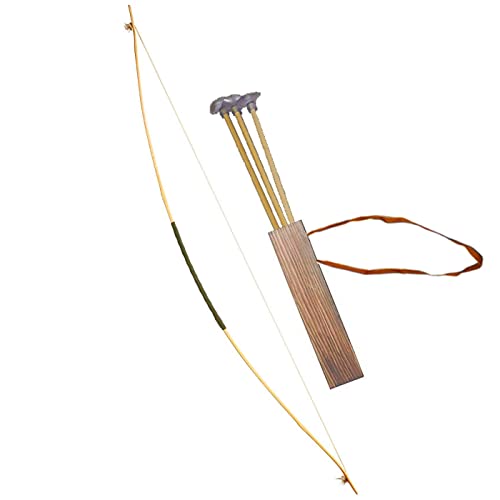 Guirca - Arco con Flechas de 104 cm, Arco de Madera con Cuerda para Disfraz de Indio con carcaj para Colgar y 3 Flechas con Ventosa, Fiestas, carnavales