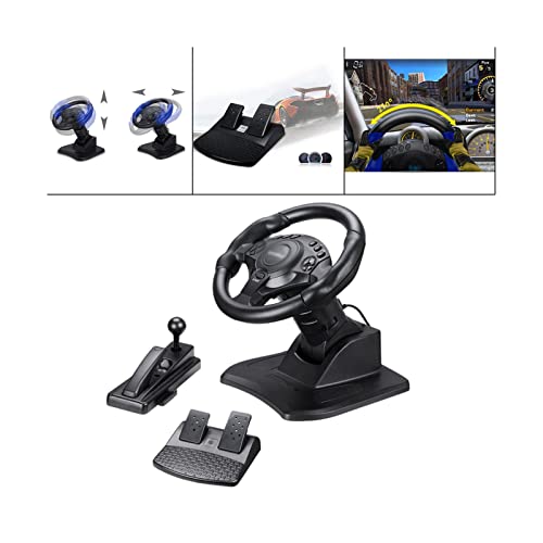 GUOQING Juego Racing Volante Racing Gaming Wheel Pedal Car Race Volante Fit for PS3, PS4 Grados Videojuegos Gamepad Volante de Carreras ergonómico