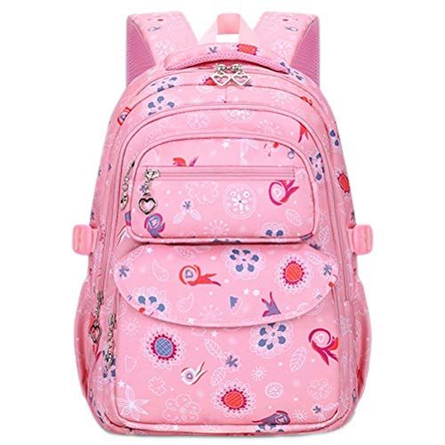 GURGER Mochilas Escolares Niña Impermeable para Estudiante Mochila Infantil, Tira Reflectante, Rosado