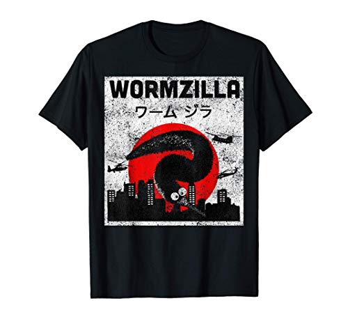 Gusano En Una Cadena Japonés Borroso Magia Gusano Wormzilla Camiseta