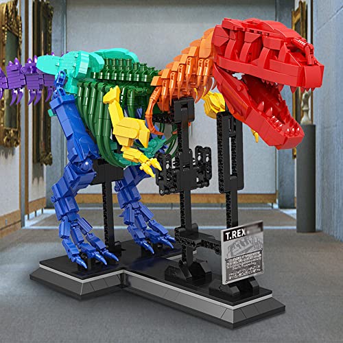 GXDHOME Jurassic World Exposición del Dinosaurio T. Rex Fosilizado, Juguete De Construcción De Dinosaurio,maqueta De Esqueleto,Compatible con Lego1572 Piezas